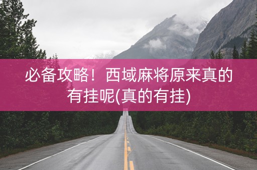 必备攻略！西域麻将原来真的有挂呢(真的有挂)