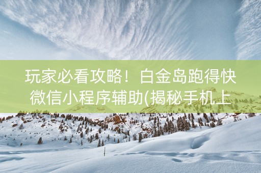 玩家必看攻略！白金岛跑得快微信小程序辅助(揭秘手机上系统发好牌)