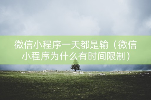 微信小程序一天都是输（微信小程序为什么有时间限制）