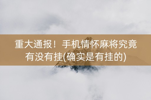 重大通报！手机情怀麻将究竟有没有挂(确实是有挂的)