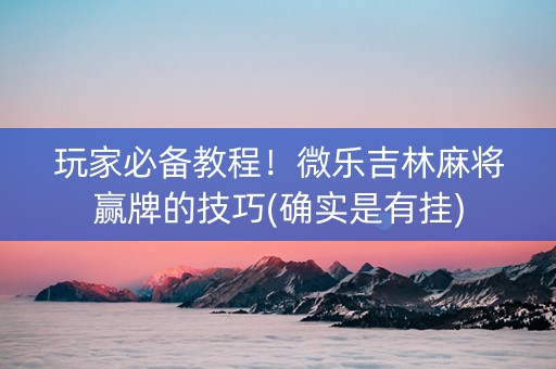 玩家必备教程！微乐吉林麻将赢牌的技巧(确实是有挂)