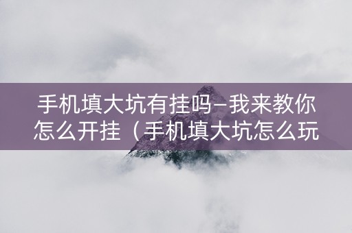 手机填大坑有挂吗—我来教你怎么开挂（手机填大坑怎么玩）