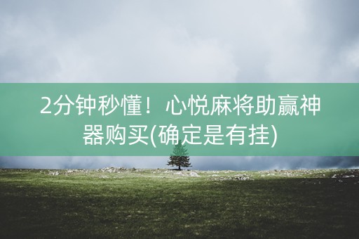 2分钟秒懂！心悦麻将助赢神器购买(确定是有挂)