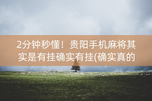 2分钟秒懂！贵阳手机麻将其实是有挂确实有挂(确实真的有挂)