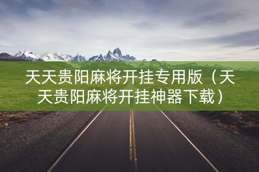 天天贵阳麻将开挂专用版（天天贵阳麻将开挂神器下载）