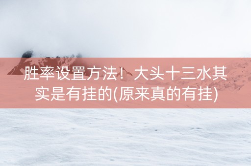 胜率设置方法！大头十三水其实是有挂的(原来真的有挂)