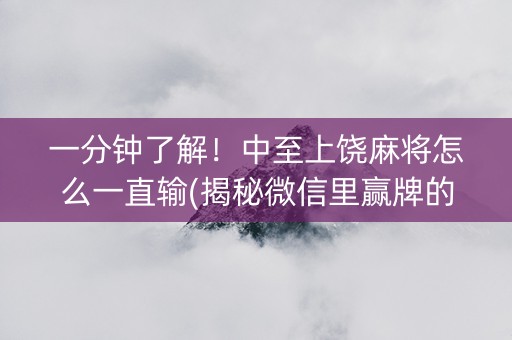 一分钟了解！中至上饶麻将怎么一直输(揭秘微信里赢牌的技巧)