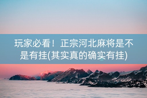 玩家必看！正宗河北麻将是不是有挂(其实真的确实有挂)