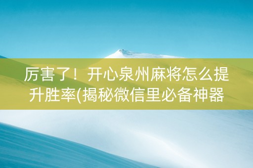 厉害了！开心泉州麻将怎么提升胜率(揭秘微信里必备神器)