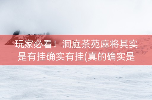 玩家必看！洞庭茶苑麻将其实是有挂确实有挂(真的确实是有挂)
