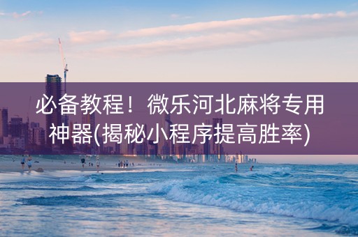 必备教程！微乐河北麻将专用神器(揭秘小程序提高胜率)