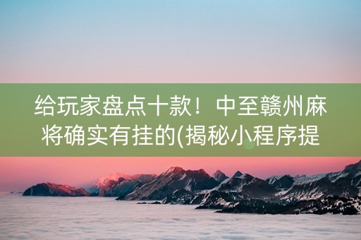 给玩家盘点十款！中至赣州麻将确实有挂的(揭秘小程序提高赢的概率)