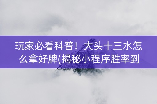 玩家必看科普！大头十三水怎么拿好牌(揭秘小程序胜率到哪调)