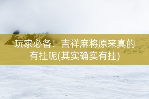 玩家必备！吉祥麻将原来真的有挂呢(其实确实有挂)