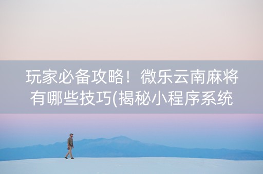 玩家必备攻略！微乐云南麻将有哪些技巧(揭秘小程序系统发好牌)