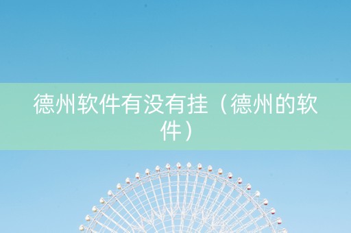 德州软件有没有挂（德州的软件）