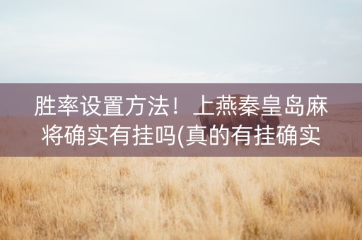 胜率设置方法！上燕秦皇岛麻将确实有挂吗(真的有挂确实有挂)