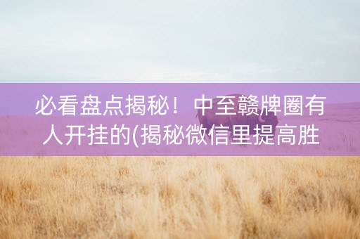 必看盘点揭秘！中至赣牌圈有人开挂的(揭秘微信里提高胜率)