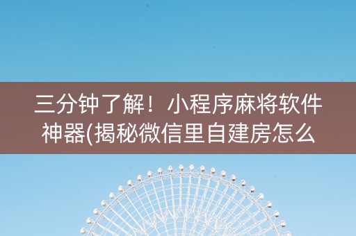 三分钟了解！小程序麻将软件神器(揭秘微信里自建房怎么赢)