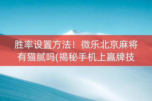 胜率设置方法！微乐北京麻将有猫腻吗(揭秘手机上赢牌技巧)