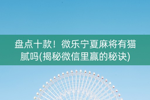 盘点十款！微乐宁夏麻将有猫腻吗(揭秘微信里赢的秘诀)