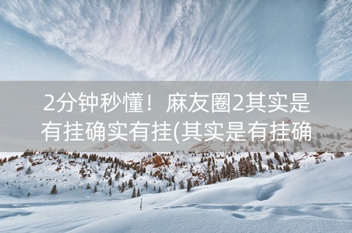 2分钟秒懂！麻友圈2其实是有挂确实有挂(其实是有挂确实有挂)