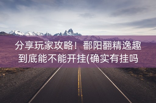 分享玩家攻略！鄱阳翻精逸趣到底能不能开挂(确实有挂吗)