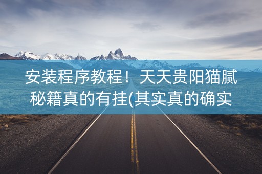 安装程序教程！天天贵阳猫腻秘籍真的有挂(其实真的确实有挂)