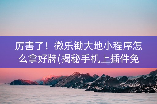 厉害了！微乐锄大地小程序怎么拿好牌(揭秘手机上插件免费)