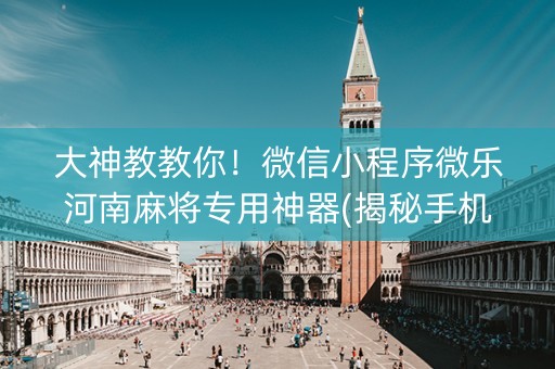 大神教教你！微信小程序微乐河南麻将专用神器(揭秘手机上提高赢的概率)