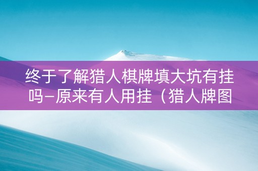 终于了解猎人棋牌填大坑有挂吗—原来有人用挂（猎人牌图片）