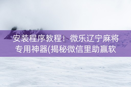 安装程序教程！微乐辽宁麻将专用神器(揭秘微信里助赢软件)