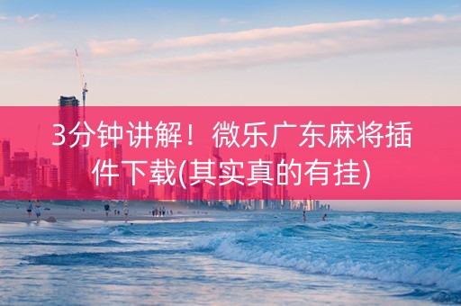 3分钟讲解！微乐广东麻将插件下载(其实真的有挂)