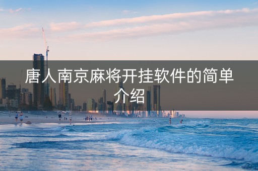 唐人南京麻将开挂软件的简单介绍