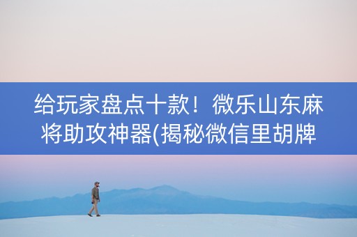 给玩家盘点十款！微乐山东麻将助攻神器(揭秘微信里胡牌神器)