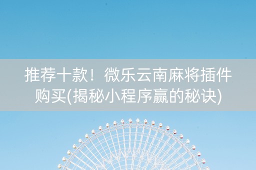 推荐十款！微乐云南麻将插件购买(揭秘小程序赢的秘诀)