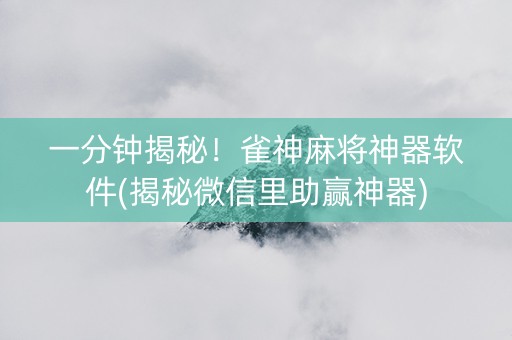 一分钟揭秘！雀神麻将神器软件(揭秘微信里助赢神器)