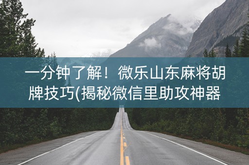 一分钟了解！微乐山东麻将胡牌技巧(揭秘微信里助攻神器)