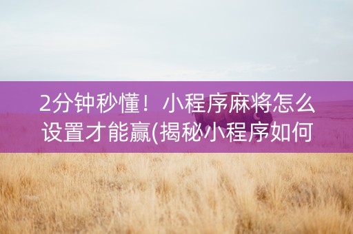 2分钟秒懂！小程序麻将怎么设置才能赢(揭秘小程序如何让牌变好)