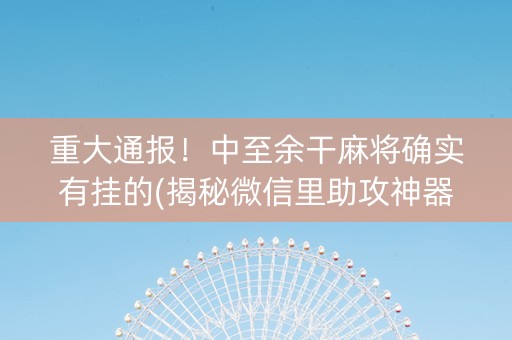 重大通报！中至余干麻将确实有挂的(揭秘微信里助攻神器)