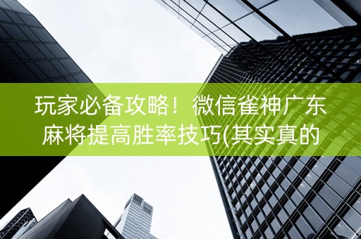 玩家必备攻略！微信雀神广东麻将提高胜率技巧(其实真的确实有挂)
