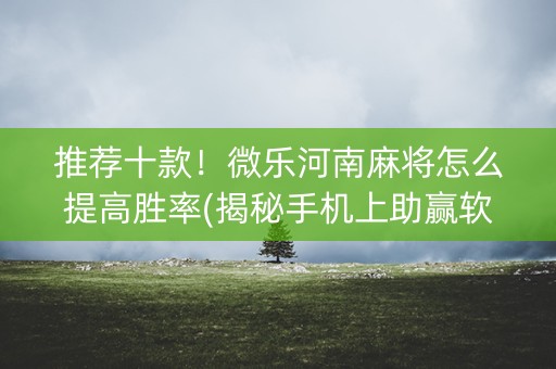 推荐十款！微乐河南麻将怎么提高胜率(揭秘手机上助赢软件)