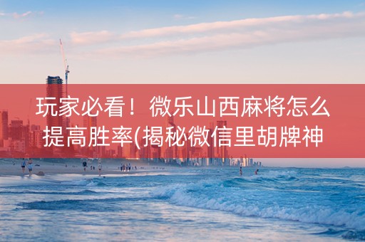 玩家必看！微乐山西麻将怎么提高胜率(揭秘微信里胡牌神器)