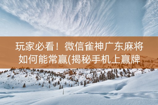 玩家必看！微信雀神广东麻将如何能常赢(揭秘手机上赢牌技巧)