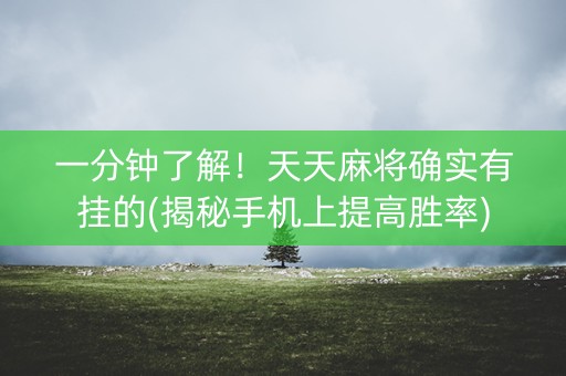 一分钟了解！天天麻将确实有挂的(揭秘手机上提高胜率)