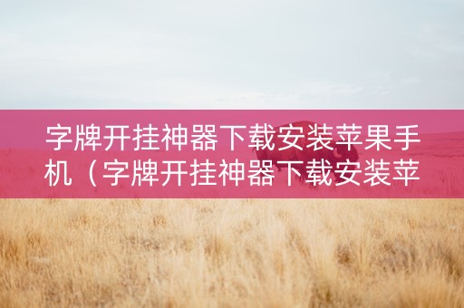字牌开挂神器下载安装苹果手机（字牌开挂神器下载安装苹果手机可以用吗）