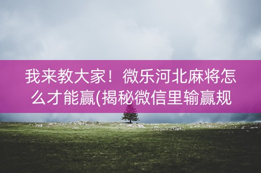 我来教大家！微乐河北麻将怎么才能赢(揭秘微信里输赢规律)