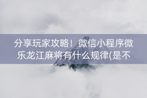 分享玩家攻略！微信小程序微乐龙江麻将有什么规律(是不是有挂)