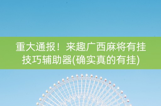 重大通报！来趣广西麻将有挂技巧辅助器(确实真的有挂)