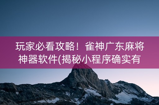 玩家必看攻略！雀神广东麻将神器软件(揭秘小程序确实有猫腻)